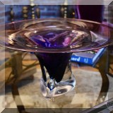 G02. Handcrafted signed purple glass bowl.